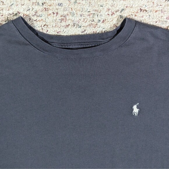 Polo Ralph Lauren T-Shirt Long Sleeve Cuffs YOUTH XL Charcoal Gray White Pony - Picture 3 of 9